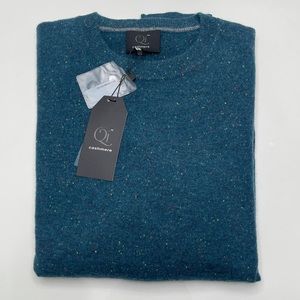 Men’s Qi Cashmere blue/green dongeal sweater large.